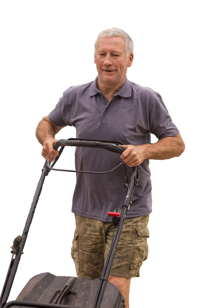 curtting grass with mower